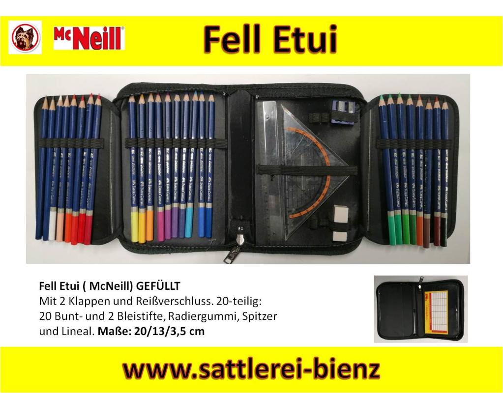 Fell Etui Federmäpchen (GEFÜLLT) 20-teilig.