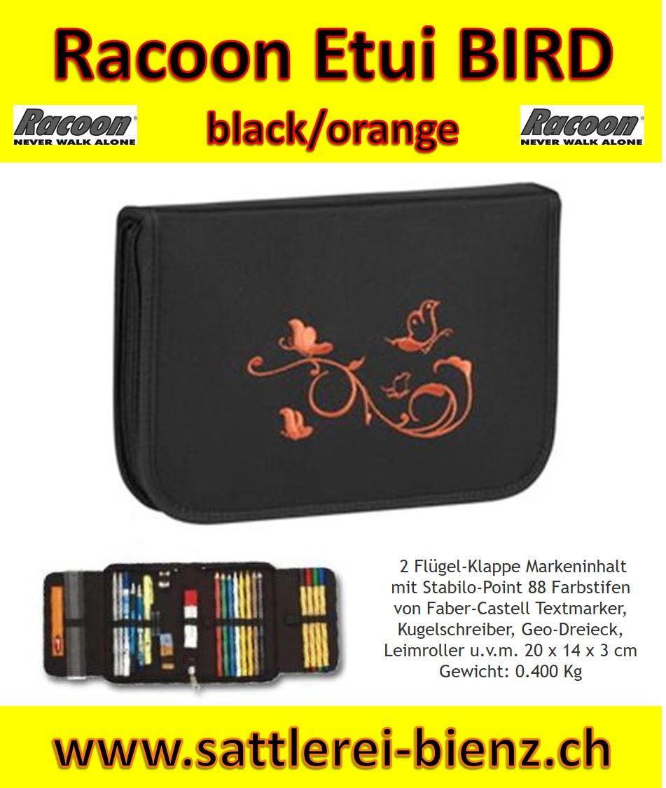Racoon Etui BIRD black/orange