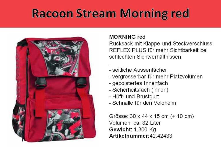 Racoon Rucksack MORNING red