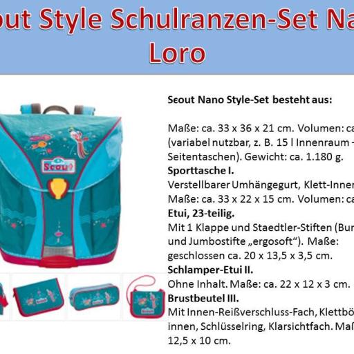 Scout Schultasche Nano Style-Set Loro
