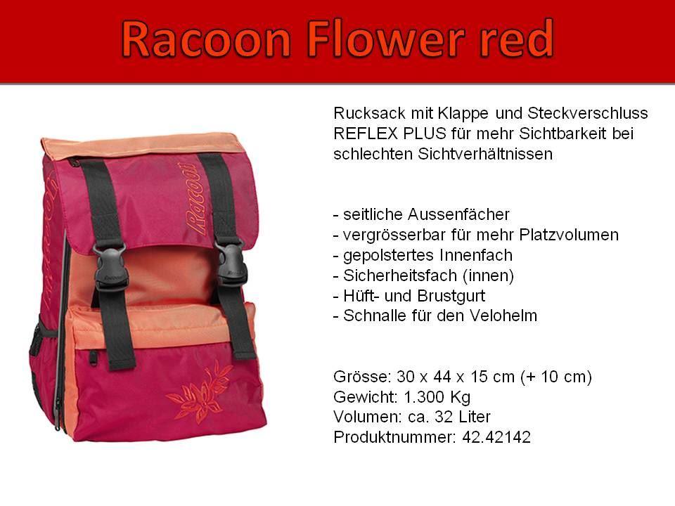 Racoon Rucksack FLOWER red
